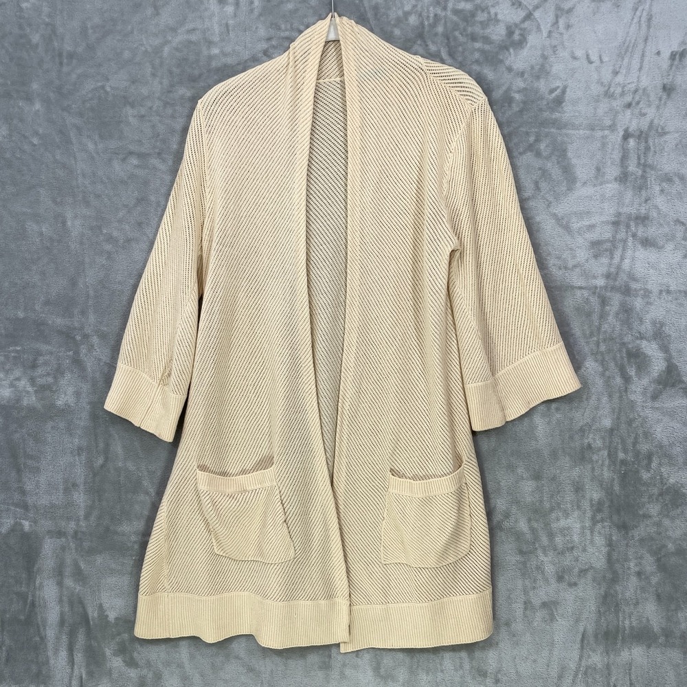 Alice + Olivia Cardigan Sweater Wool Cashmere Blend Womens Open Front Knit Beige